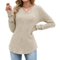 thumbnail image 3 of Vrorvz Womens V Neck Shirt Long Sleeve Top Fall Casual Solid Color Basic Shirts Soft Outfits S-XXL, 3 of 5