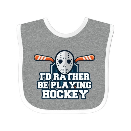 

Inktastic I d Rather Be Playing Hockey Gift Baby Boy or Baby Girl Bib