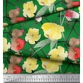 thumbnail image 2 of Soimoi Green polyester Crepe Fabric Leaves & Floral Watercolor Print Sewing Fabric BTY 42 Inch Wide, 2 of 3