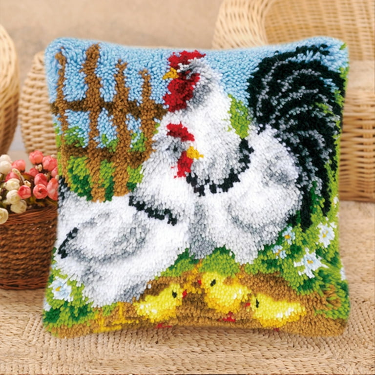 Pillow Case Latch Hook Kits - Family Pattern - Ornament Chicken 