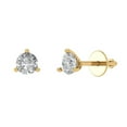 thumbnail image 2 of 0.5 Ct Round Cut Studs Clear Crystal 14K Yellow Solid Gold Everyday Dainty Earrings Screw Back, 2 of 7