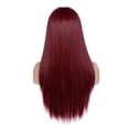 thumbnail image 3 of Mode Dame Cheveux Longs Droit Vin Rouge Perruque Mécanisme Rose Net, 3 of 5