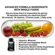 MiracleMulti MEGA V-1 MultiVitamin & Minerals, with Superfoods, Probiotics, Digestive Enzyme, Mushrooms: Non-GMO