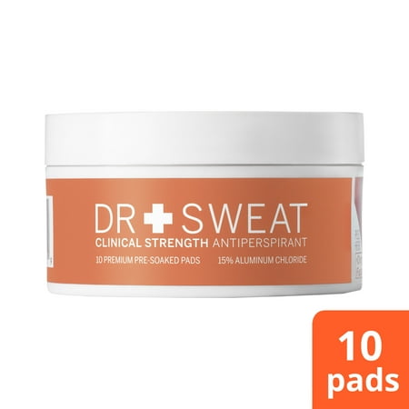Dr. Sweat Antiperspirant Deodorant Pads Clinical Strength, 10 Underarm Sweat Pads