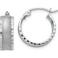 thumbnail image 1 of 14K White Gold Diamond Cut Satin Hoop Earrings (16 X 15) Made In Indonesia tl789, 1 of 6