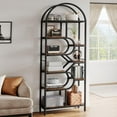 thumbnail image 4 of Bookshelf 6 Tier Arched Bookcase 81.7in Tall Display Racks Geometric Open Storage Shelf Unique Book Rack Metal Frame Large Modern Book Shelf for Bedroom, Living Room, Home Office, 4 of 8