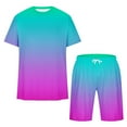 thumbnail image 5 of UVEASISHA Mens Short Sets 2 Piece Casual Outfits Gradient Tracksuit Sweatshirt and Drawstring Shorts Set Purple XXXL, 5 of 5