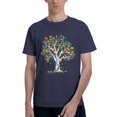 thumbnail image 1 of Tree of Life Autism Awareness Month Funny ASD Supporter Men's Basic Short Sleeve T-Shirt Navy Blue Small, 1 of 5
