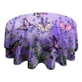 thumbnail image 4 of Purple Lavender Butterfly Scene Round Tablecloth 60"x60",Wrinkle Wipeable Table Cloth for Kitchen Dining Room Picnic Patio Party, 4 of 6