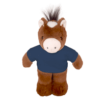 Made by Aliens Personalized Floppy Horse -with Navy-Blue Tee- Stuffed Animal Plush Toy-Custom Text on Shirt -Perfect Gift for Valentine Day- Graduation Day- Birthday-8 inches