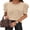 Beige, variant on Short Puff Sleeve Sweaters for Women Knit Tops 2026 Trendy Crewneck Striped T Shirts Casual Summer Blouses