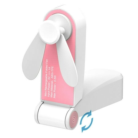 

Mini Fan Student Charging USB Fan Desktop Handheld Small Fan Portable Folding Pocket Fan Pink