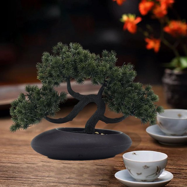 bonsái artificial, pequeño macetero falso, adorno en maceta, bonsái verde, plantas artificiales para el alféizar de la ventana, dormitorio, mesa Verde oscuro 30x23cm