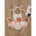 thumbnail image 3 of Coduop Newborn Baby Girl Sweet Lace Floral Tutu Romper Skirt Halter Bodysuit Jumpsuit with Headband, 3 of 7