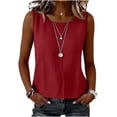 thumbnail image 6 of Yertdoel Tank Tops for Women Summer Cotton Linen Solid Color Round Neck Sleeveless Wide Straps Loose Fit Top Daily Stylish Casual Comfy Soft Beach Blouses, 6 of 7