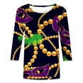 thumbnail image 5 of Outfmvch Chemises Mardi Gras pour Femmes, Manches 3/4 Hauts pour Femmes, Tenue Mardi Gras pour Femmes, Blouses pour Femmes, Hauts d'Entraînement pour Femmes, Tunique Graphique de Carnaval Manches 3/4 Col Rond Blouse Grise 4TG, 5 of 5