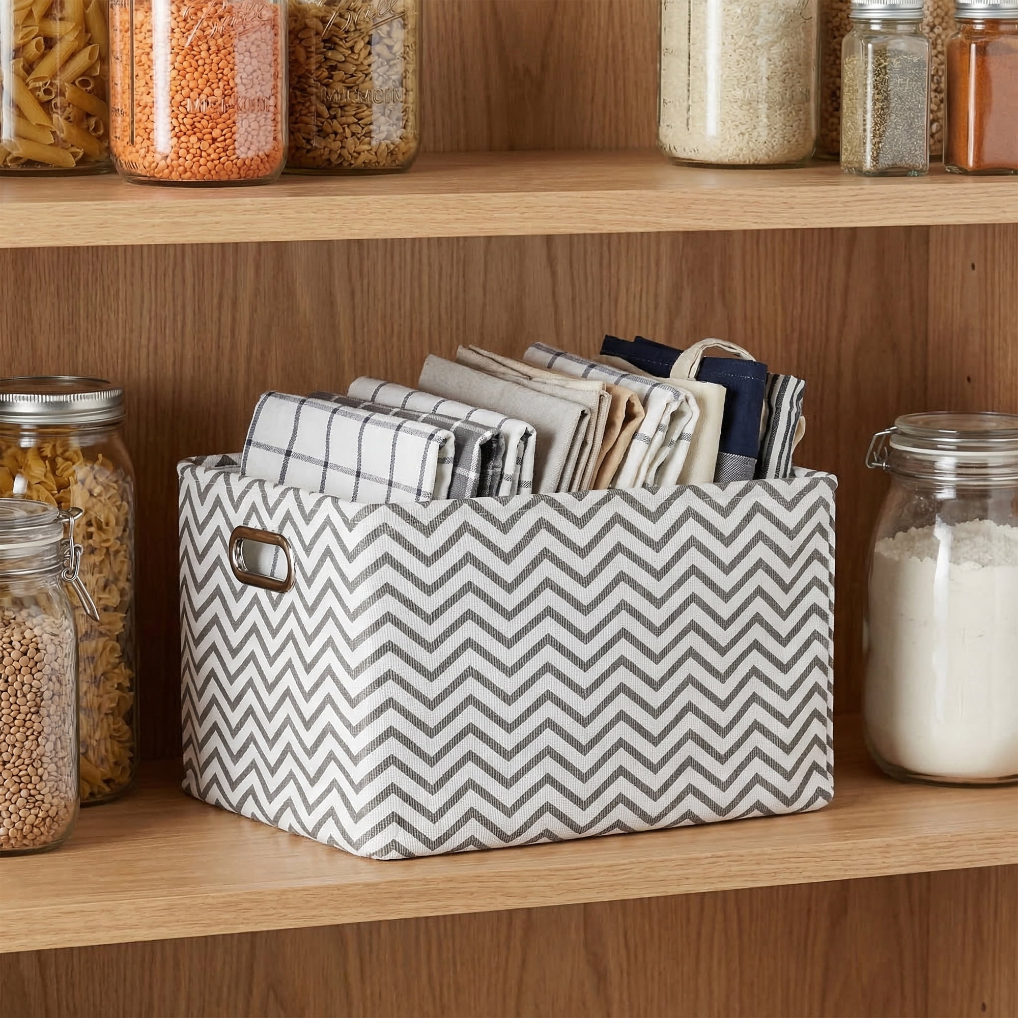 Unique Bargains 3Pcs Fabric Collapsible Storage Bin  Light Brown 13.8*9.8*7.9in