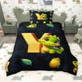 thumbnail image 2 of Erosebridal Kids Dinosaur Twin Bedding for Boys Girls, Dino Letter Y Duvet Cover Set, Black Reversible 2pcs, 1 Duvet Cover and 1 Pillowcase (No Comforter), 2 of 6