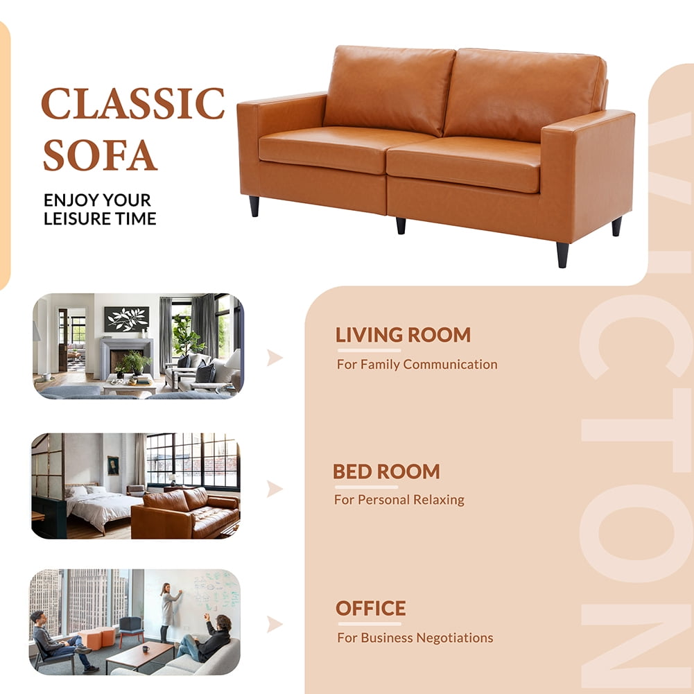 Lowestbest Modern Sofa and Loveseat Sets, PU Leather Upholstered Couch Furniture for Home Office (2+3 Seat) Orange Lowestbest Modern Sofa and Loveseat Sets, PU Leather Upholstered Couch Furniture for Home Office (2+3 Seat) Orange