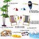 thumbnail image 5 of 1/12 accesorios para casa de muñecas conjunto de playa en miniatura decoración playa Micro paisaje con tumbonas sombrillas palmera. Afortunado Sencillez, 5 of 5