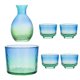 thumbnail image 5 of Juego de sake de vidrio con textura martillada, decantador multiusos, novedoso, para uso doméstico, calentador de vino azul verde, 5 of 9