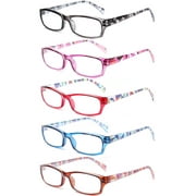 5 Pairs Blue Light Blocking Reading Glasses Fashionable and Elegant Anti-blue Light Eyeglasses Computer Readers for Men and Women