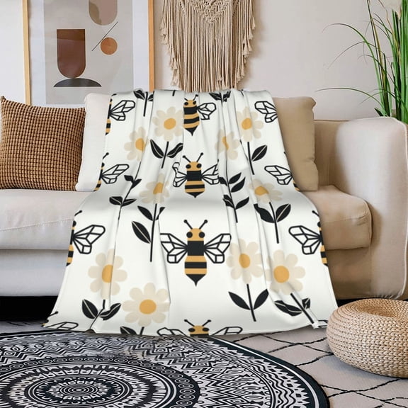 sunflower Throw Blanket, Decorative Healing Floral Landscape Bed Accent Blanket, Winter Bed Decor 50x40