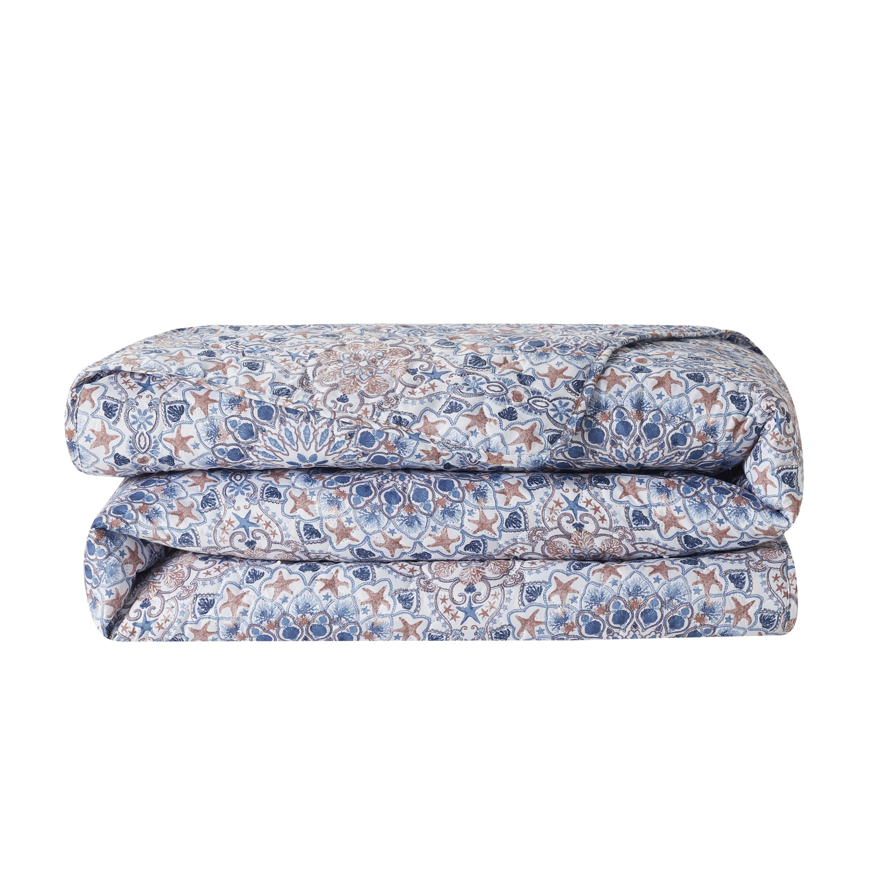 VCNY Home Sea Medallion Coastal 3-Piece Blue/Multicolor Medallion Quilt Set, King, Adult, Unisex