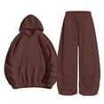 thumbnail image 4 of OSOLU Girls 2 Piece Set Solid Color Front Pocket Hoodie and Drawstring Wide Leg Pants Daily Outfit Brown, 4 of 4