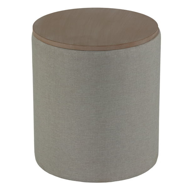 Cortesi Home Vancouver Round Storage Ottoman with Wood Top Walmart