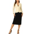 thumbnail image 3 of INSPIRE CHIC Women's Work Blazer Lapel Collar Long Sleeve Jacket Suit Blazer S Beige, 3 of 7