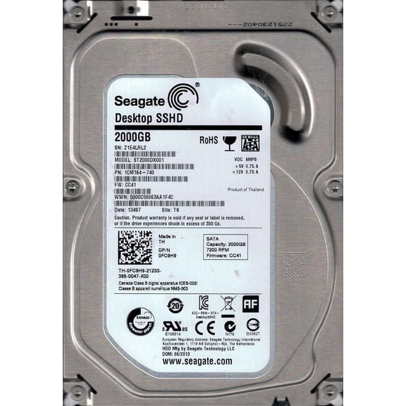 ST2000DX001 P/N: 1CM164-740 F/W: CC41 TK Z1E Seagate 2TB