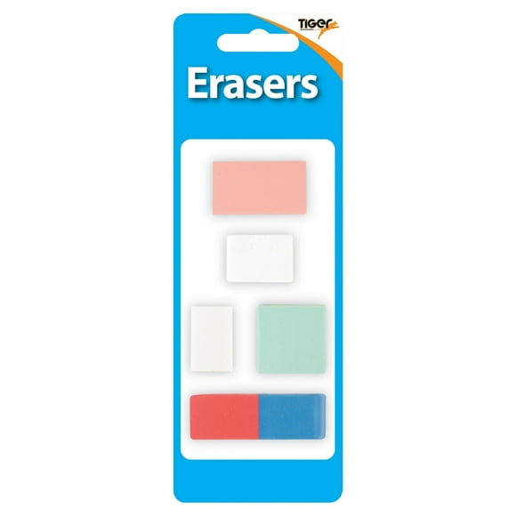 Tiger Stationery Assorted Designs Eraser (Pack of 5)
