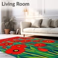 thumbnail image 2 of ODIKA 3'x5' Machine Washable Non-Slip Area Rug, Wild Meadow Poppy Blossom Decorative Floral Art Design High Traffic Rug with Pad, Red, 637839, 2 of 8