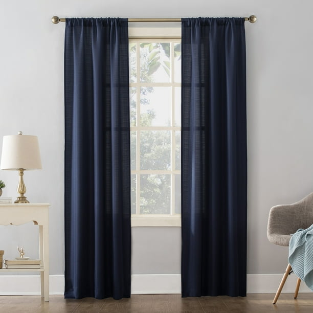 Mainstays Textured Solid Curtain Single Panel, 84.00" x 38.00", Blue