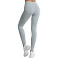 thumbnail image 4 of TWZH Women Solid Color Rib-Knit High Waist Stretchy Workout Yoga Legging, 4 of 6