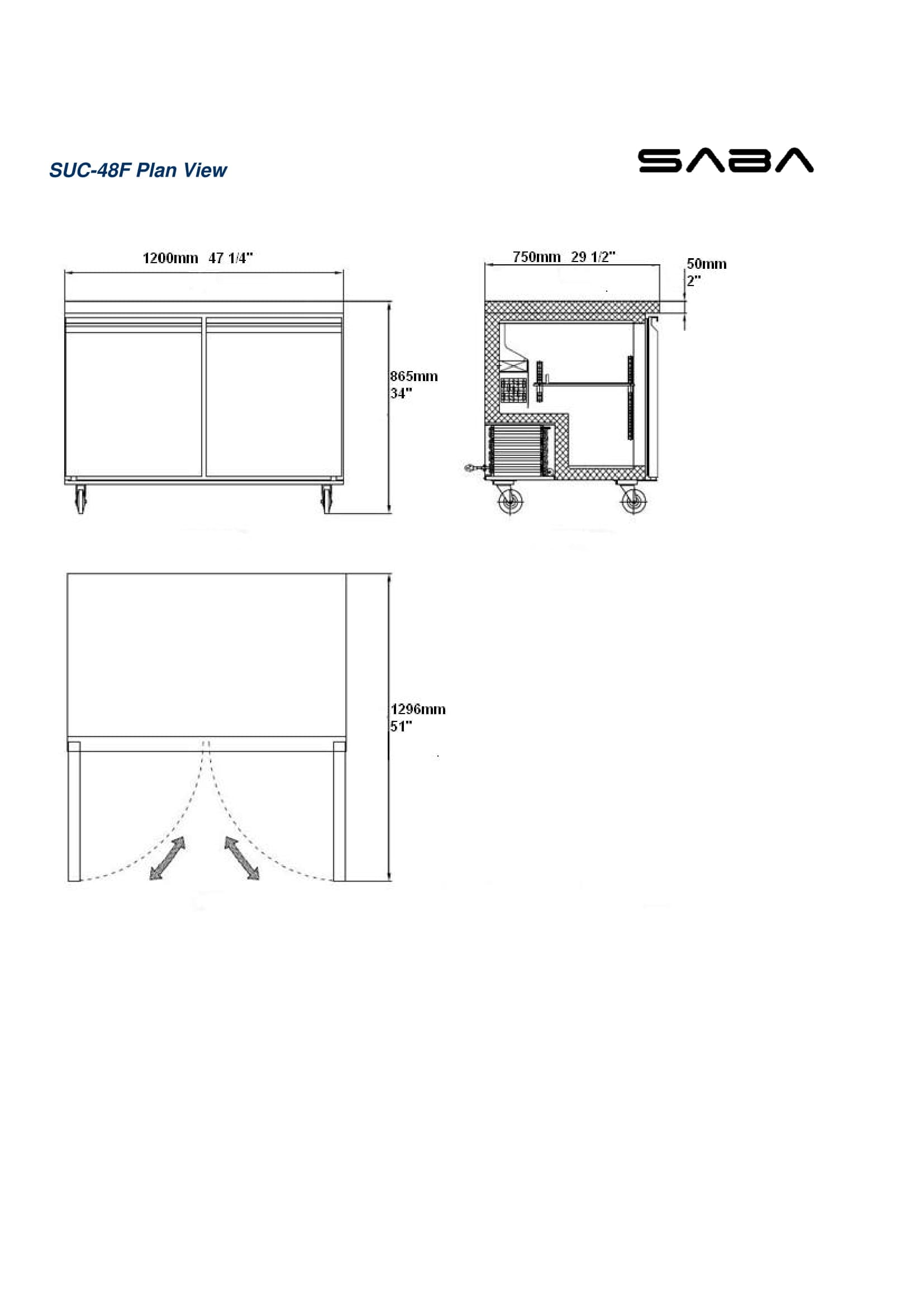 Heavy Duty Commercial 48" Two Door Undercounter Freezer