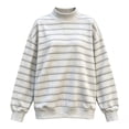 thumbnail image 5 of CHGBMOK Women's Mock Neck Sweatshirt Striped Long Sleeve Casual Pullover Tops Drop Shoulder Loose Fit Basic Sweatshirts, 5 of 5