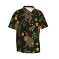 thumbnail image 5 of Wukai Sloth Doing Yoga Men's Hawaiian Shirt Short Sleeve Casual Button Down Summer Beach Aloha Shirt Tropical Print Holiday Party, 5 of 8