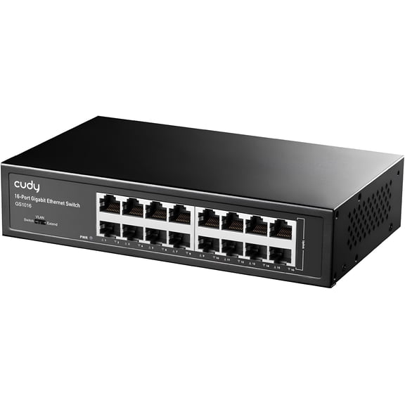 Cudy GS1016 Switch 16 Ports Gigabit, Desk/Rackable, Metal Housing, Energy Efficient, Fanless, Plug and Play