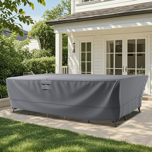 Opohoro Outdoor Furniture Cover, 90"x68"x28", Waterproof UV Resistant 600D Oxford Fabric Cover with Handles and Storage Bag, Gray