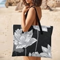 thumbnail image 4 of Elegant Monochrome Lotus Flower Pattern Waterproof Picnic Blanket with Foldable Zipper, Suitable for Outdoor Use, Suitable for Travel, Camping, Beaches, Parks, Grasslands, Picnic Blanket Accessories, 4 of 7