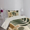 thumbnail image 2 of Ambesonne Monstera Quilted Coverlet 2 Pcs, Nature Mid Century Boho, Twin Size, Beige Evergreen Sepia, 2 of 4