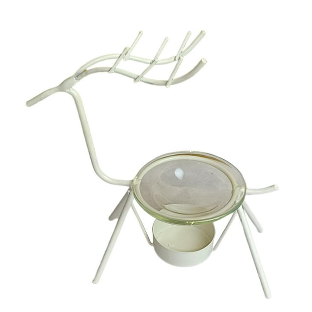 Candelabro con forma de ciervo, candelabro moderno con quemador de aceite esencial blanco