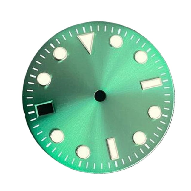 WANGQ 29MM Watch Dial Green Luminous for NH35 Movement Modified Date at 9 O'clock Watch Face Replacement Dials Spare Part