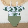 thumbnail image 6 of RUTAYY Summer Big Kids Tree Floral Ruffle Swimsuit Thin Straps Leaves Print High Waist Bathing Suit Beach Vacation Tropical Swimwear Beachwear,-9 Years, 6 of 8