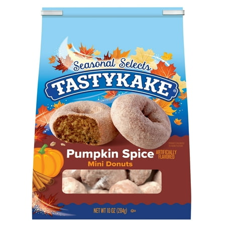 Tastykake Pumpkin Spice Flavored Mini Donuts, Shareable Pumpkin and Cinnamon Donuts, 10 oz Bag, Shelf-Stable