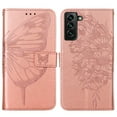 thumbnail image 2 of SaniMore Case for Samsung Galaxy S24 Plus, PU Leather Skin with Luxury Embossed Butterfly [Wrist Strap & Card Slots & Flip Kickstand] ull-body Shockproof Business Wallet Cover, Rosegold, 2 of 10