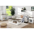 thumbnail image 4 of ChooChoo Farmhouse Coffee Table, Rustic Vintage Living Room Table with Shelf, 40 White, 4 of 8