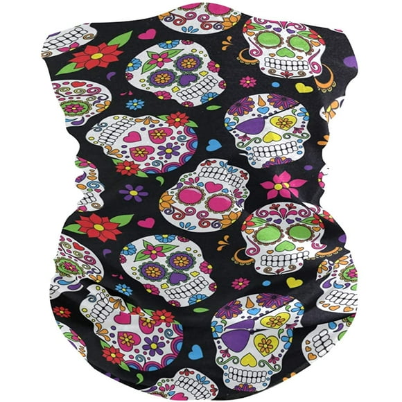 HTOOQ Sugar skull Face Mask Bandanas Seamless Elastic Head Wrap Neck Gaiter